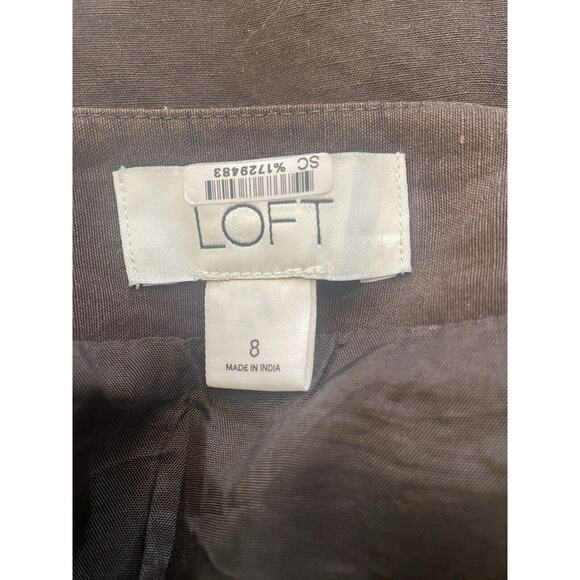 Linen Blend Skirt Brown White Lace A-Line 8 Clean Girl Ann Taylor LOFT - Picture 6 of 7